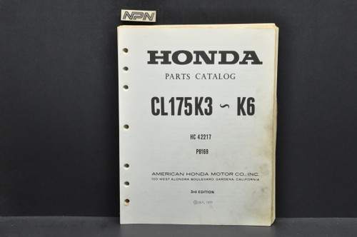 Vtg 1969-72 Honda CL175 K3-K6 Scrambler Parts Catalog Book Manual