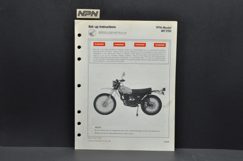 ホンダ エルシノア MT250 サービスマニュアル Vtg 1974-75 Honda CR125 M Elsinore M0-M1 Parts Catalog Book