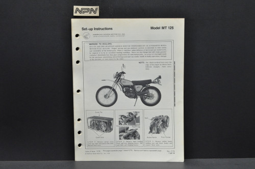 Vtg 1974-75 Honda CR125 M Elsinore M0-M1 Parts Catalog Book