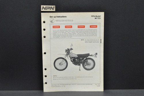 Vtg 1974-75 Honda CR125 M Elsinore M0-M1 Parts Catalog Book