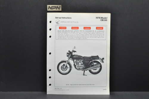 Vintage NOS 1978 Honda CB550 Four K Motorcycle Dealer Set Up