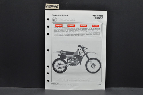 Vtg NOS 1981 Honda CR125 R Elsinore Motorcycle Dealer Set Up