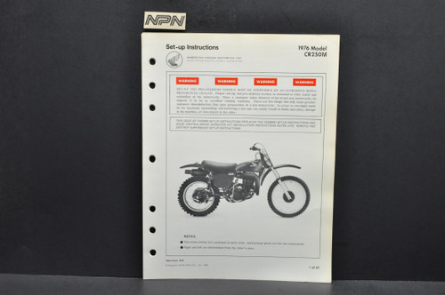 Vtg 1974-75 Honda CR125 M Elsinore M0-M1 Parts Catalog Book