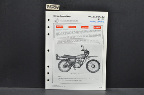 Vtg 1974-75 Honda CR125 M Elsinore M0-M1 Parts Catalog Book
