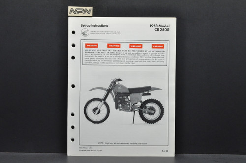 Vtg NOS 1978 Honda CR250 R Elsinore Motorcycle Dealer Set Up