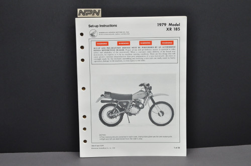 Vintage NOS 1979 Honda XR185 Motorcycle Dealer Set Up Instruction
