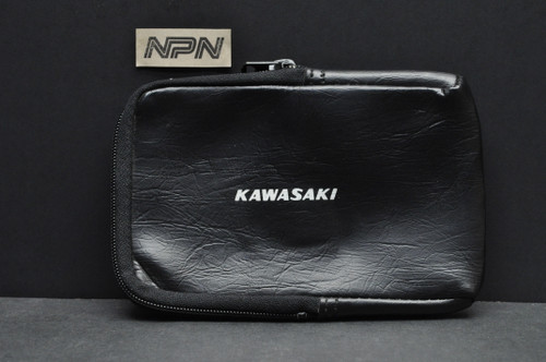 Vintage Kawasaki Motorcycle Tool Pouch Bag OEM Black Vinyl YKK