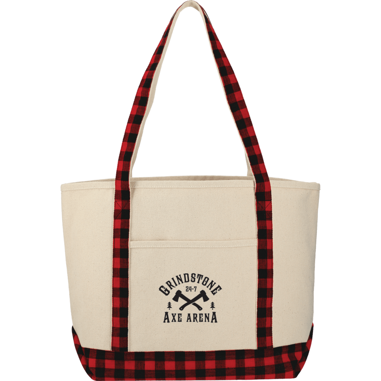 Custom Buffalo Plaid 18oz Cotton Boat Tote