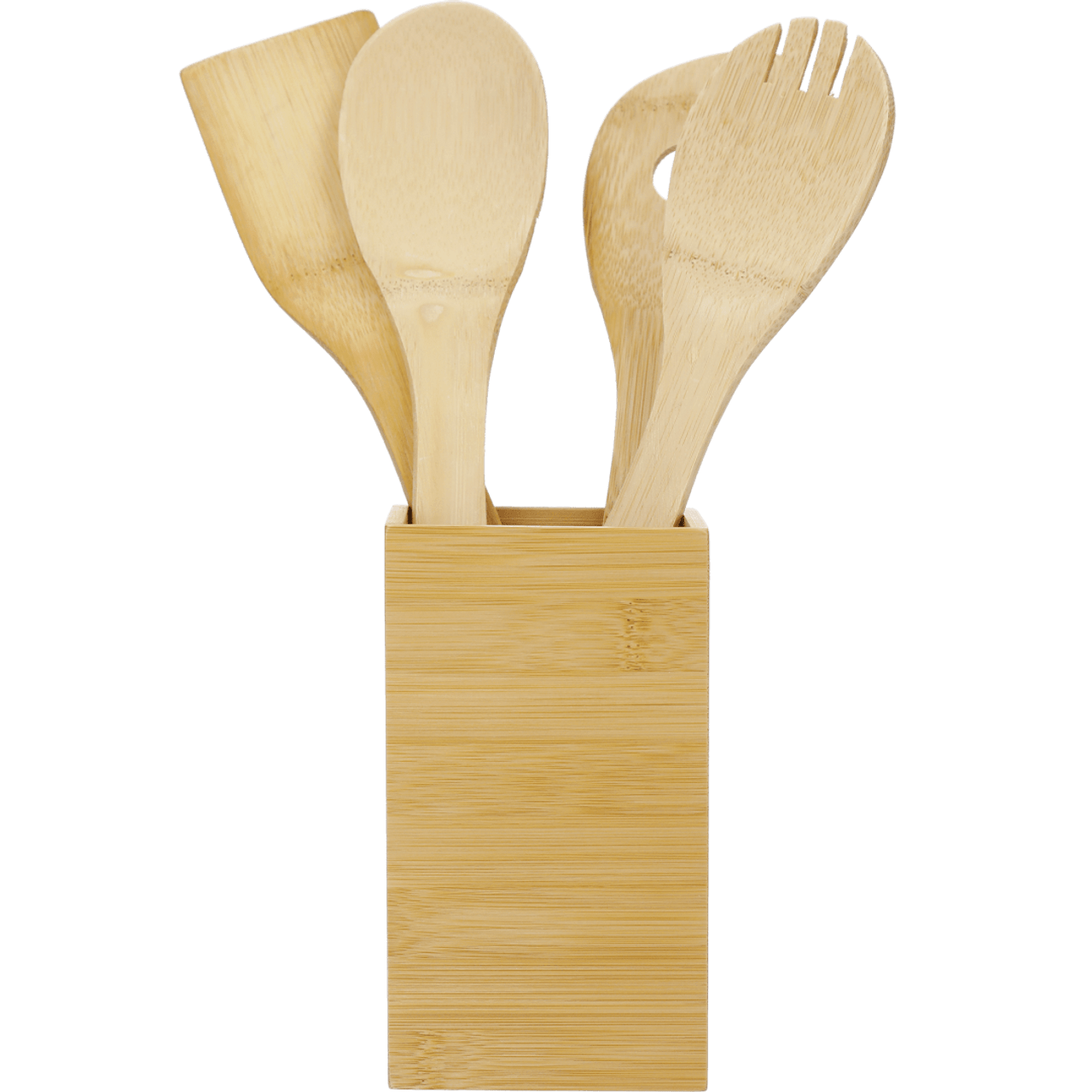 Custom FSC Bamboo 4-piece Kitchen Tool Set and Canister