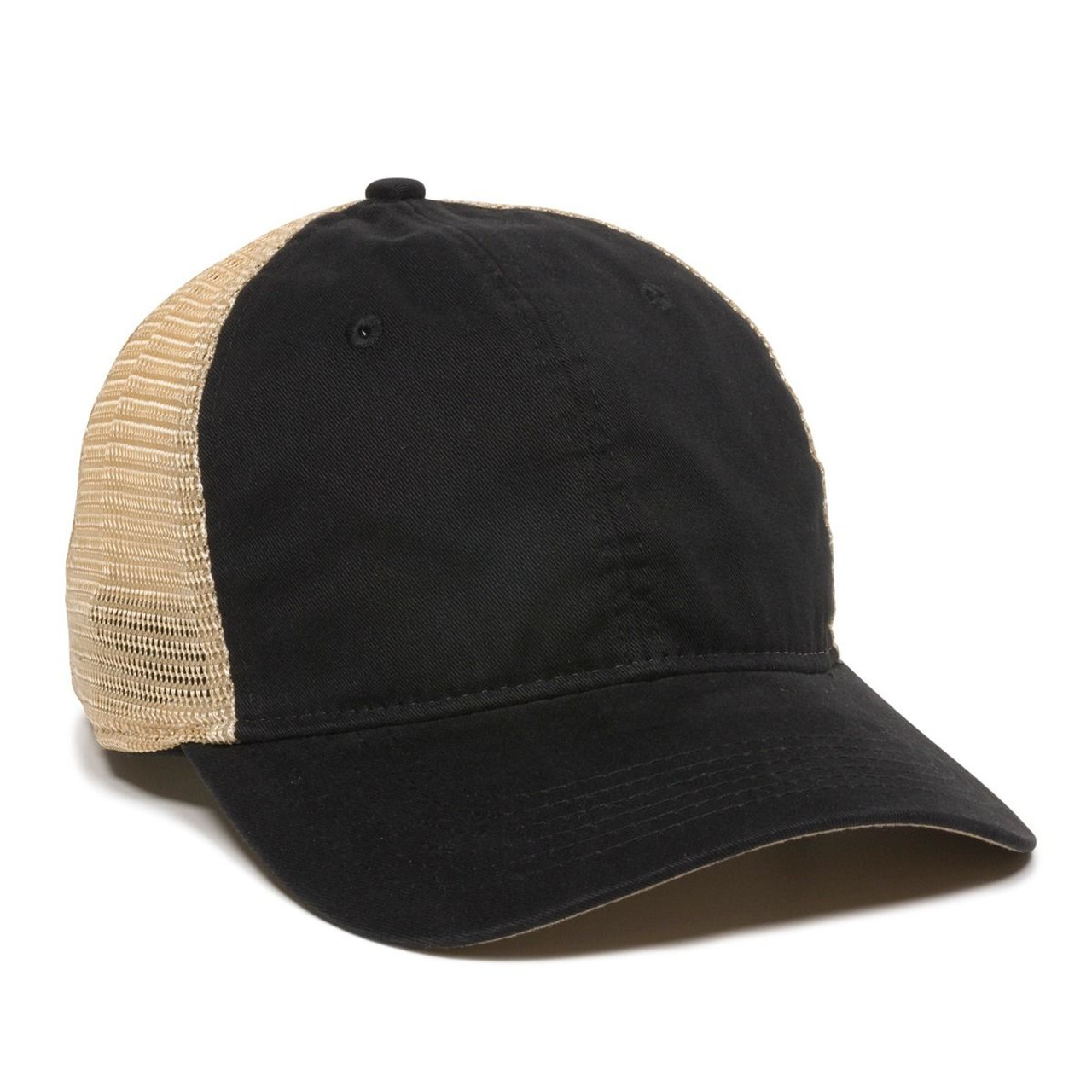 Promotional Soft Tea Stained Mesh Back, Platinum Series Superior Enzyme Washed Cotton Hat