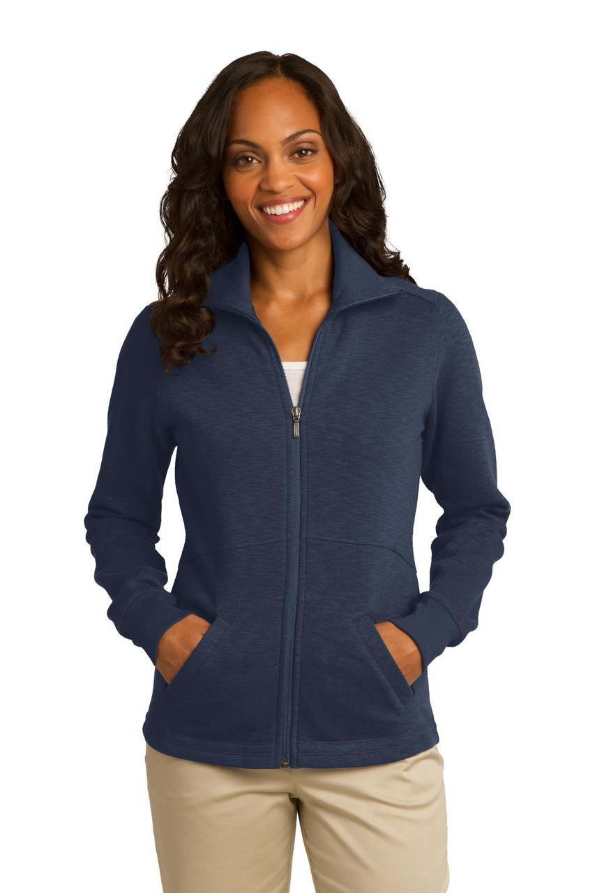 Embroidered Port Authority Women's Slub Fleece Full-Zip Jacket