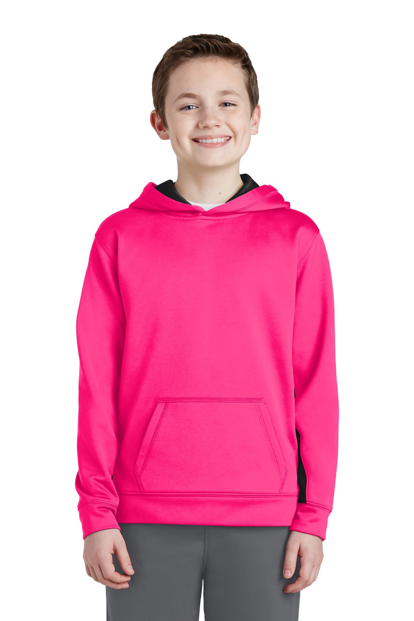 Custom Sport-Tek Youth Sport-Wick Fleece Colorblock Hooded Pullover. YST235
