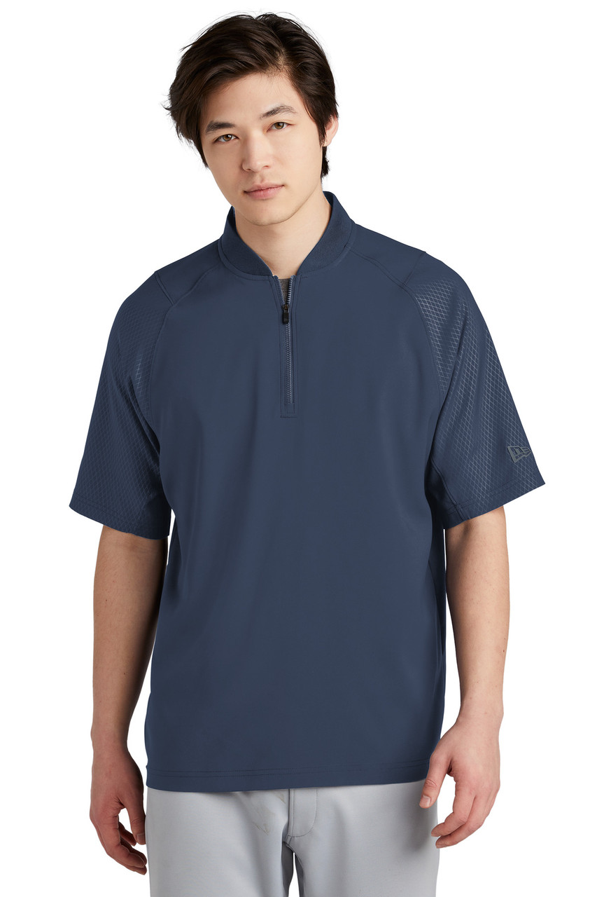Embroidered New Era Cage Short Sleeve 1/4-Zip Jacket. NEA600