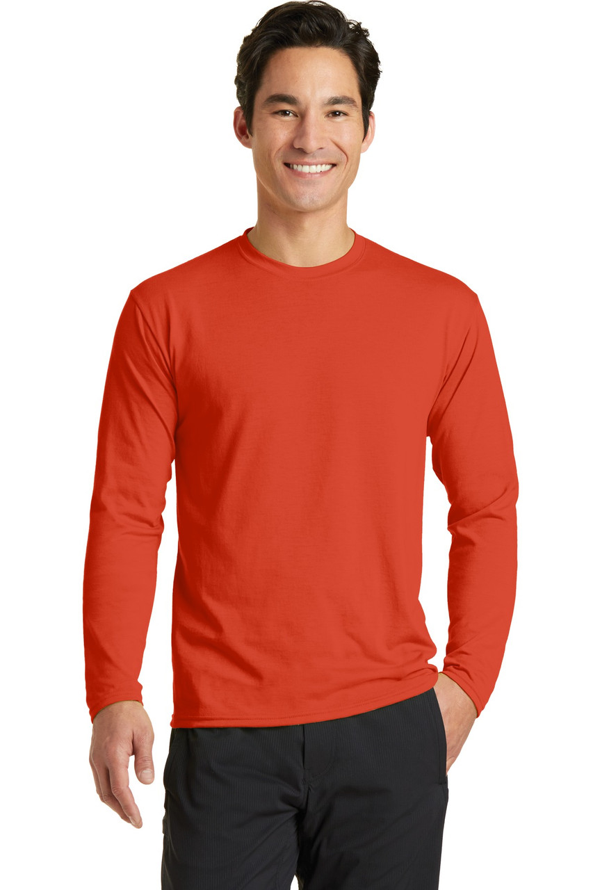 Embroidered Port & Company Long Sleeve Performance Blend Tee. PC381LS