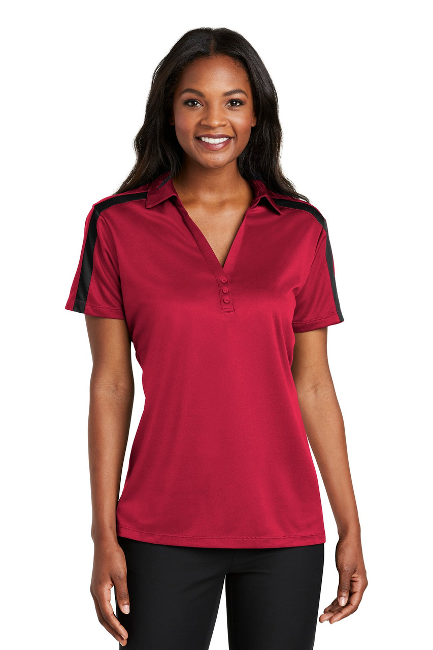Embroidered Port Authority Ladies Silk Touch Performance Colorblock Stripe Polo. L547