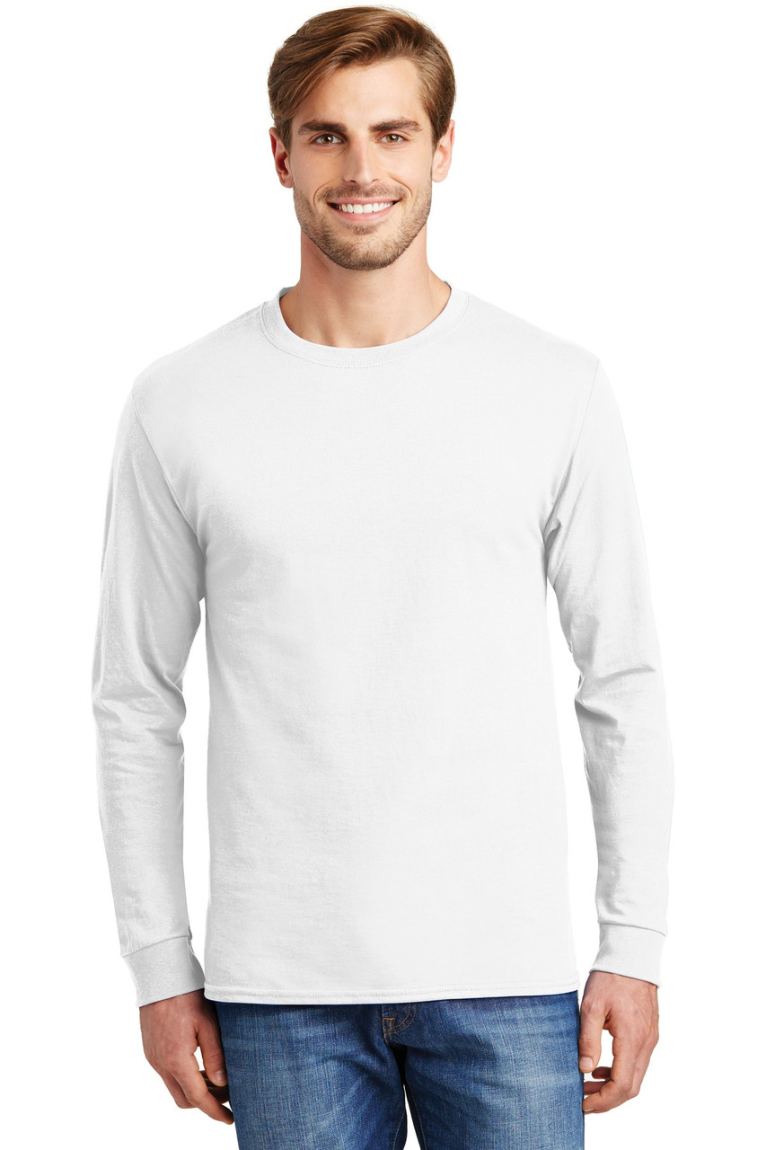 Custom Hanes - Authentic 100% Cotton Long Sleeve T-Shirt. 5586