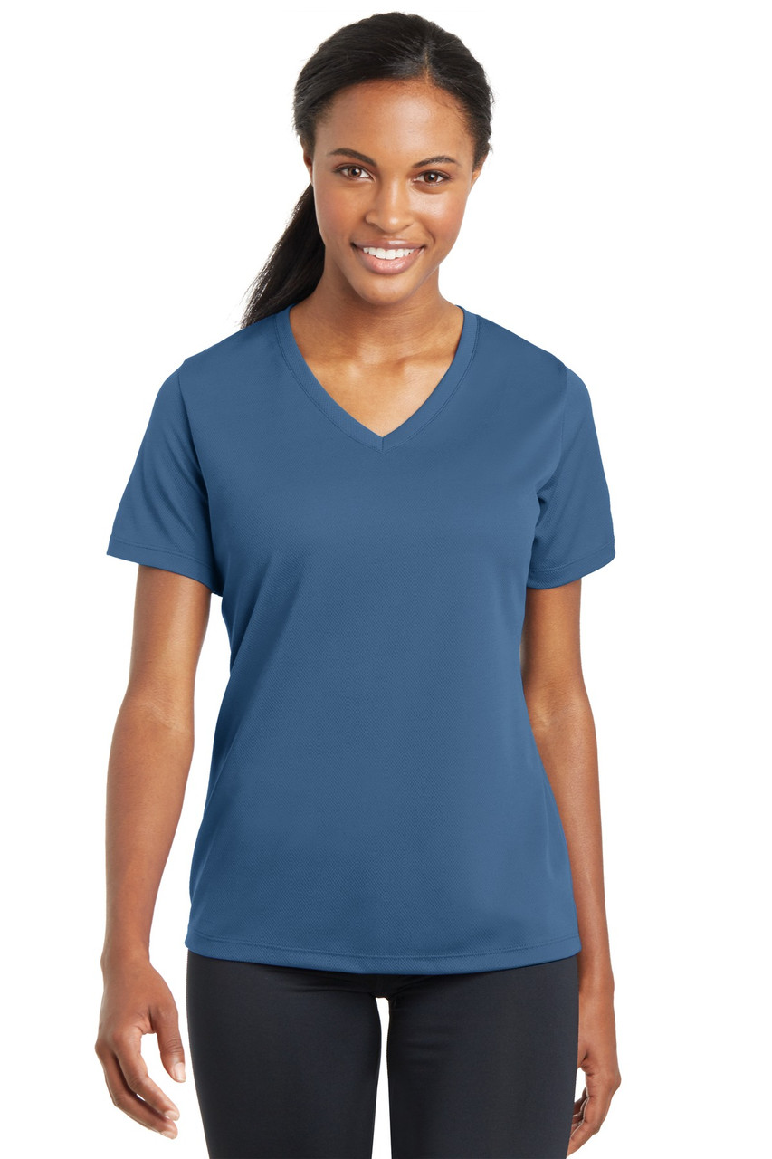 Custom Sport-Tek Ladies PosiCharge RacerMesh V-Neck Tee. LST340