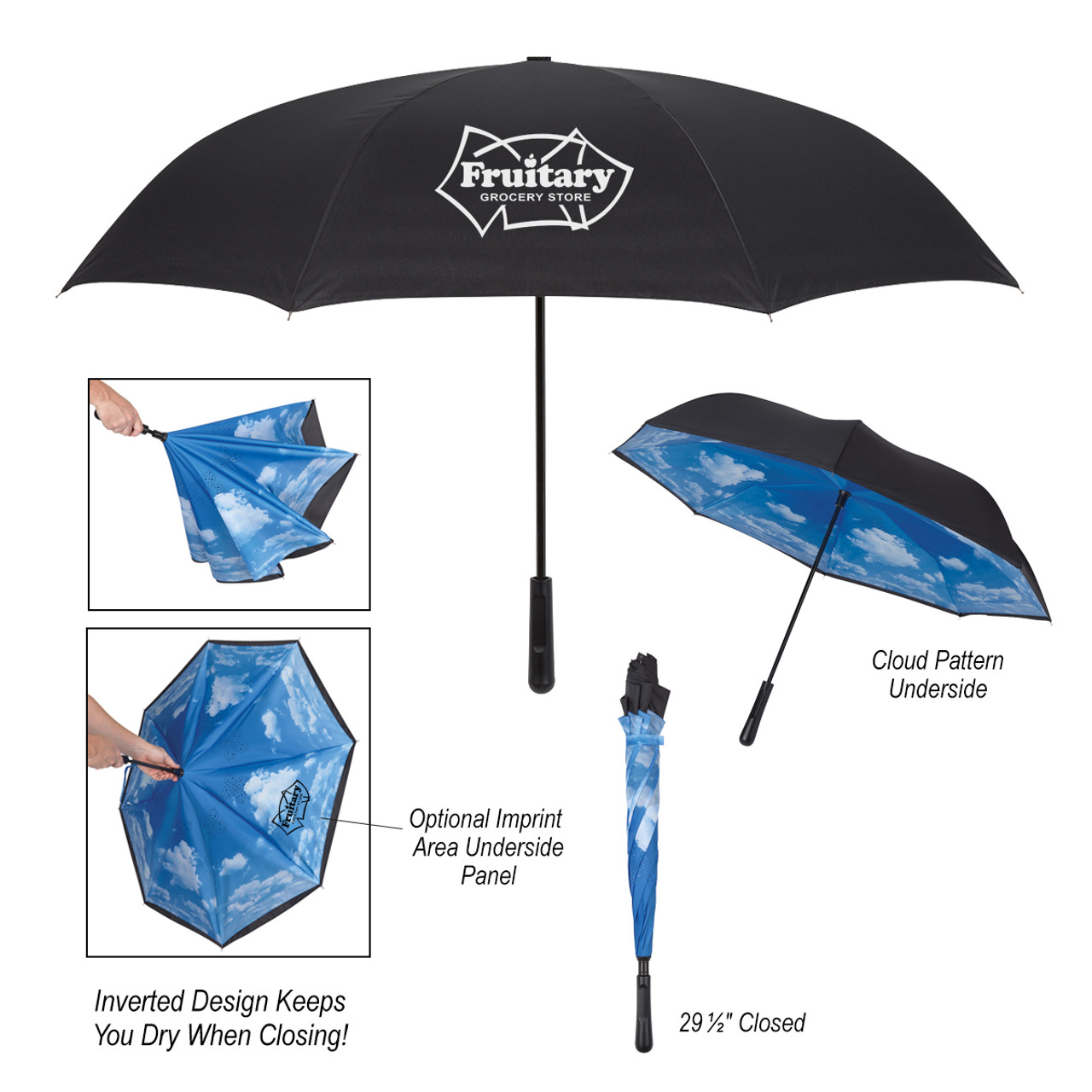 Custom 48" Arc Blue Skies Inversion Umbrella 4046