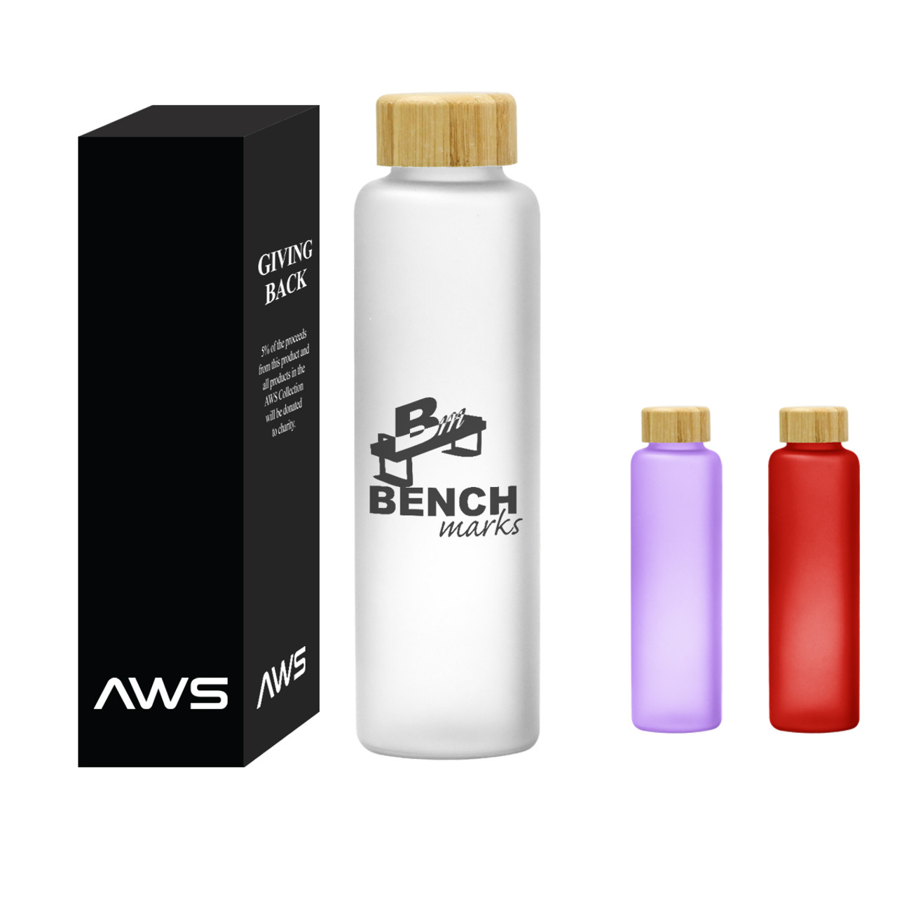 Custom Aws 20 Oz. Belle Glass Bottle With Bamboo Lid 6062