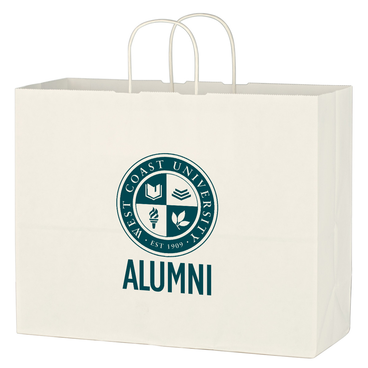 Custom Kraft Paper White Shopping Bag - 16" x 12-1/2" 3913