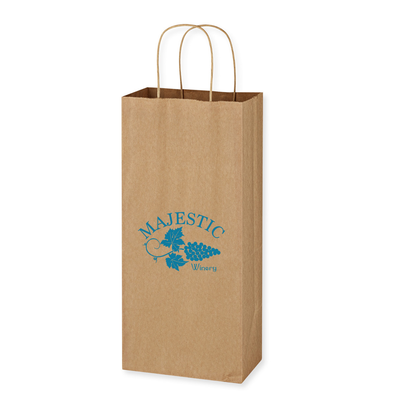 Custom Kraft Paper Brown Wine Bag - 5.25" x 13" 3906