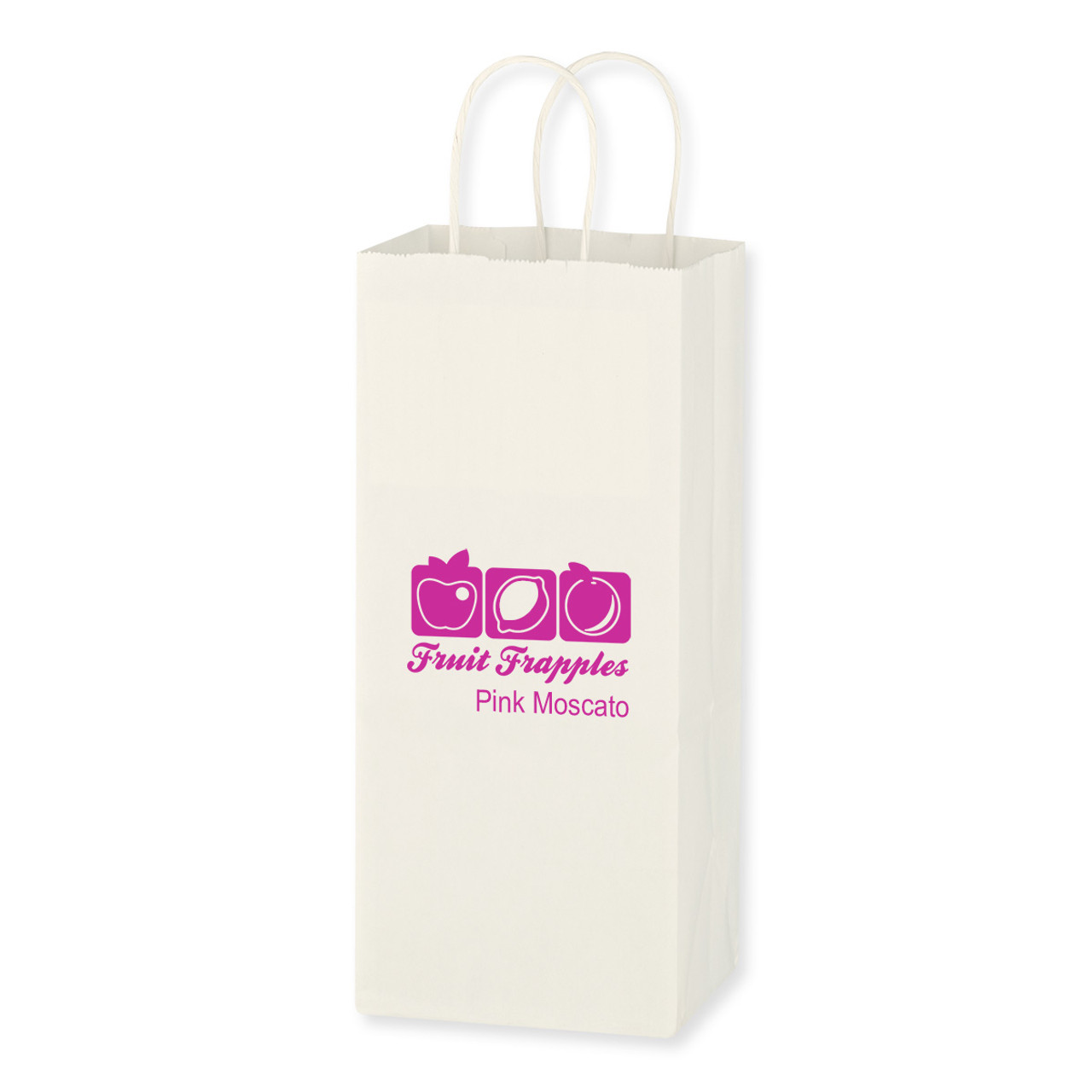 Custom Kraft Paper White Wine Bag - 5.25" x 13" 3916