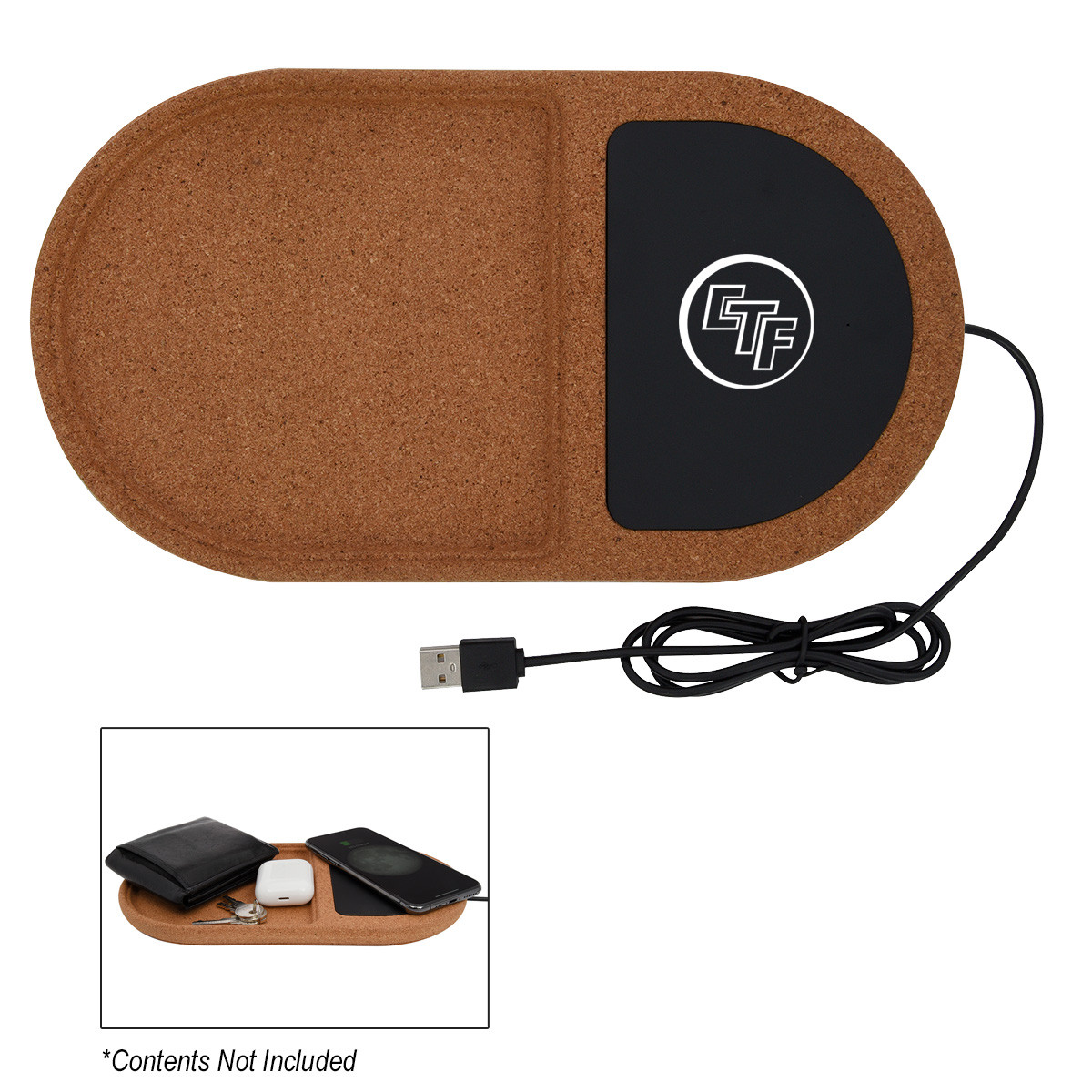 Custom Cork Wireless Charging Pad Desktop Organizer 2487