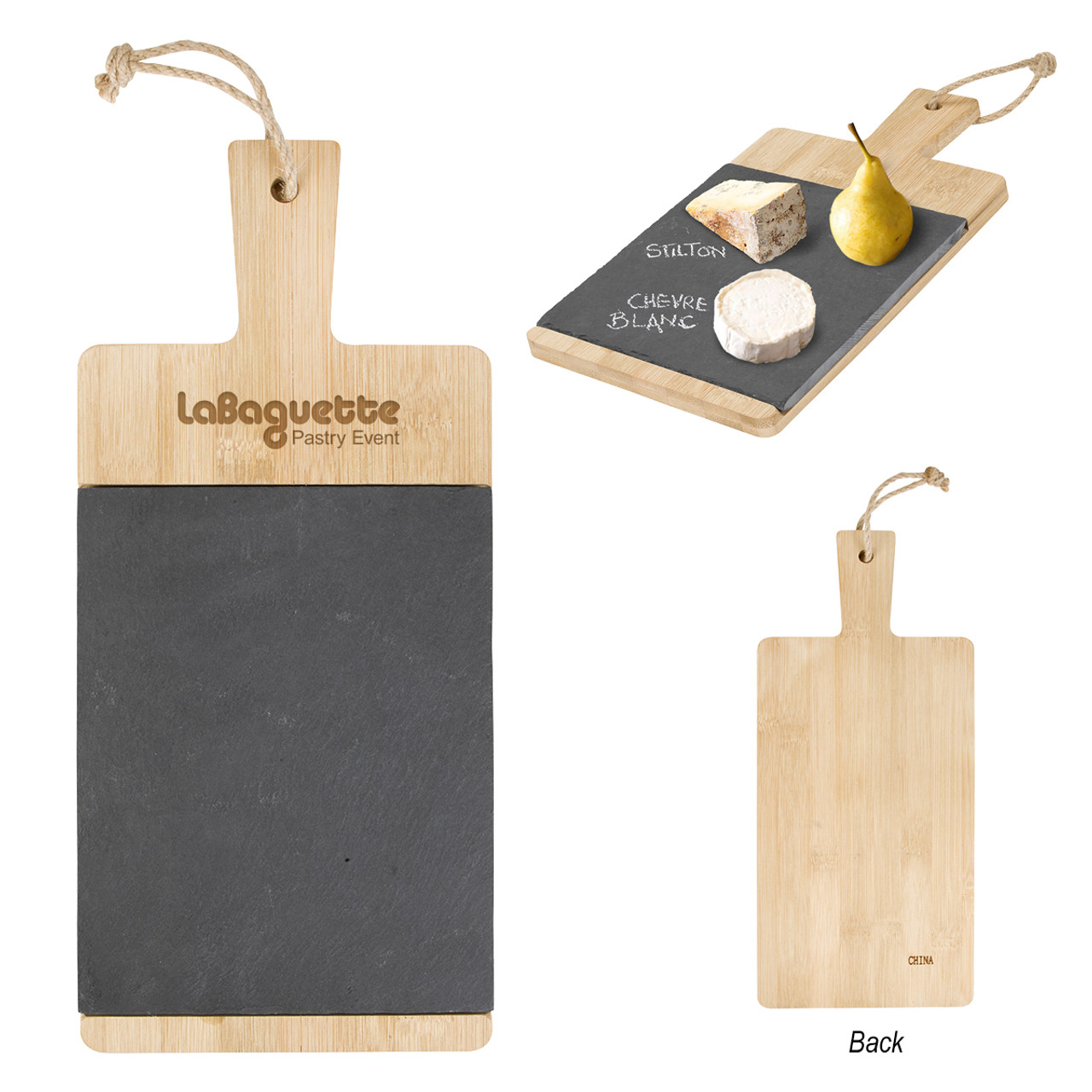 Custom Bamboo & Slate Charcuterie Cutting Board 2139