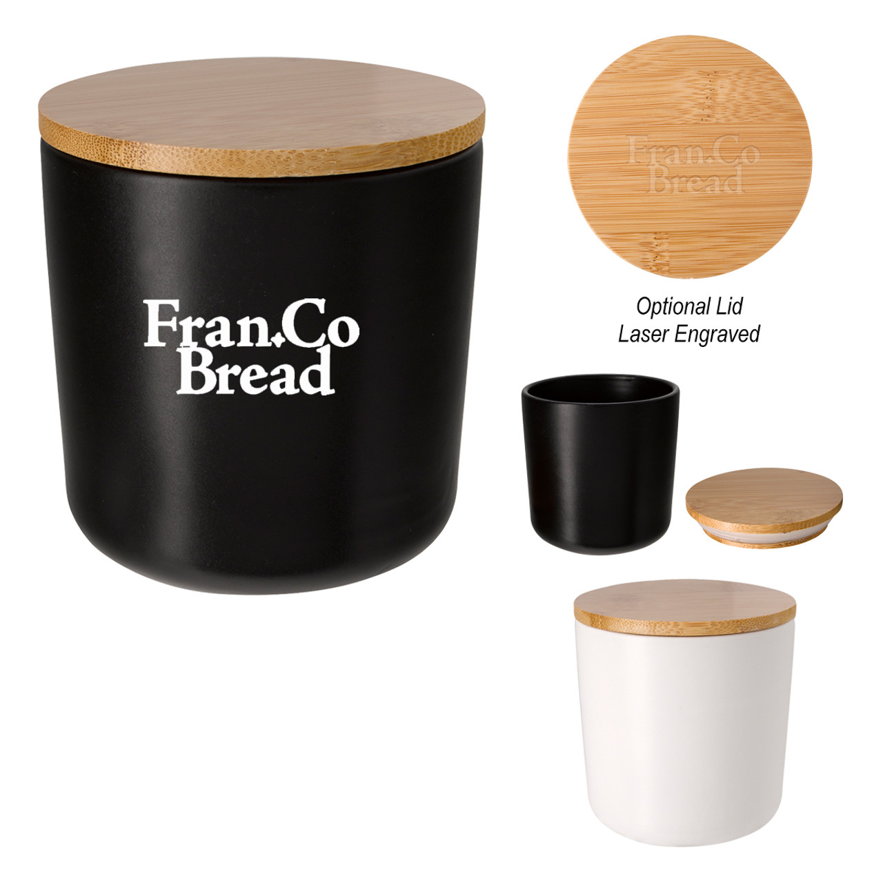 Custom 17 Oz. Ceramic Container With Bamboo Lid 2185