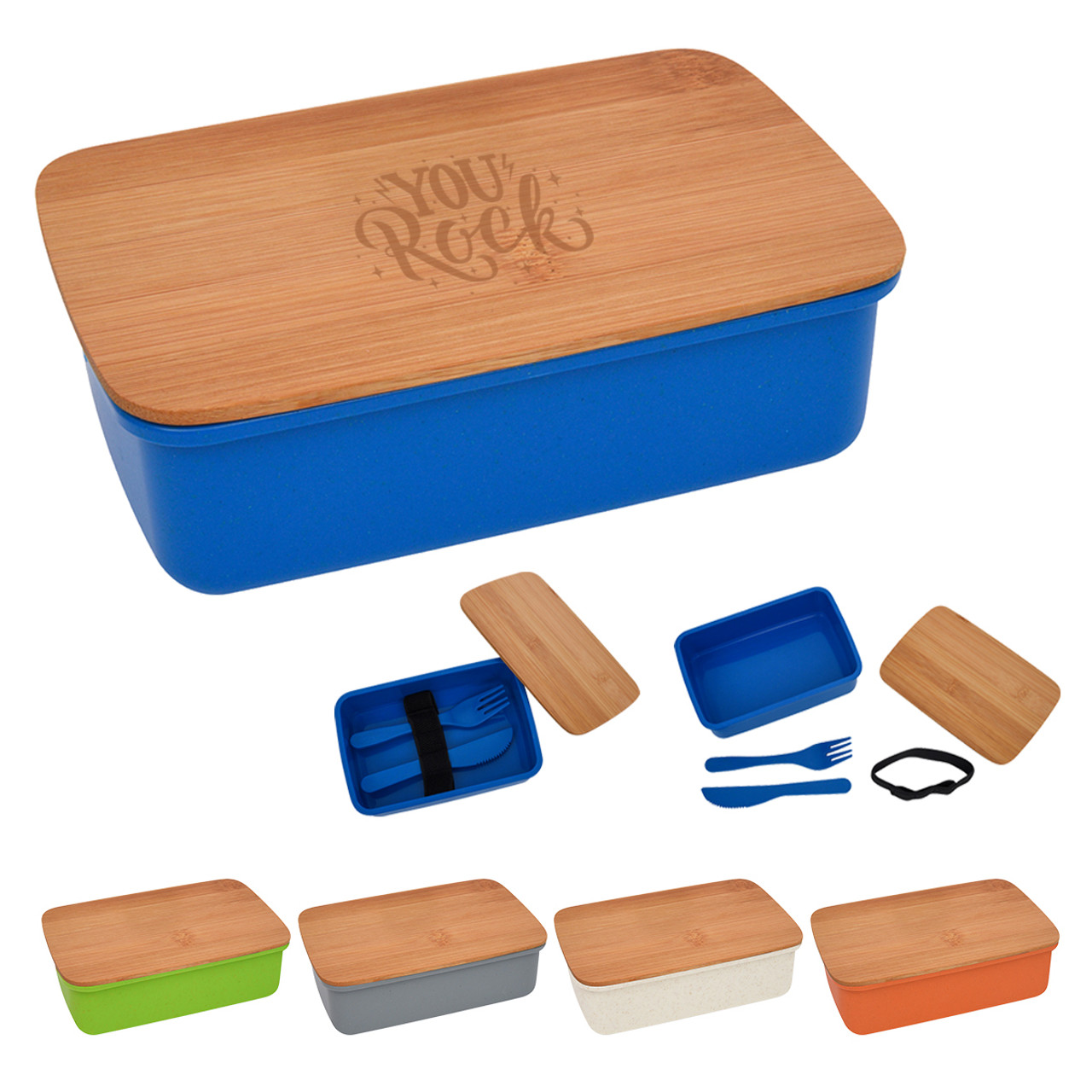 Custom Wheat Lunch Set With Bamboo Lid 76251