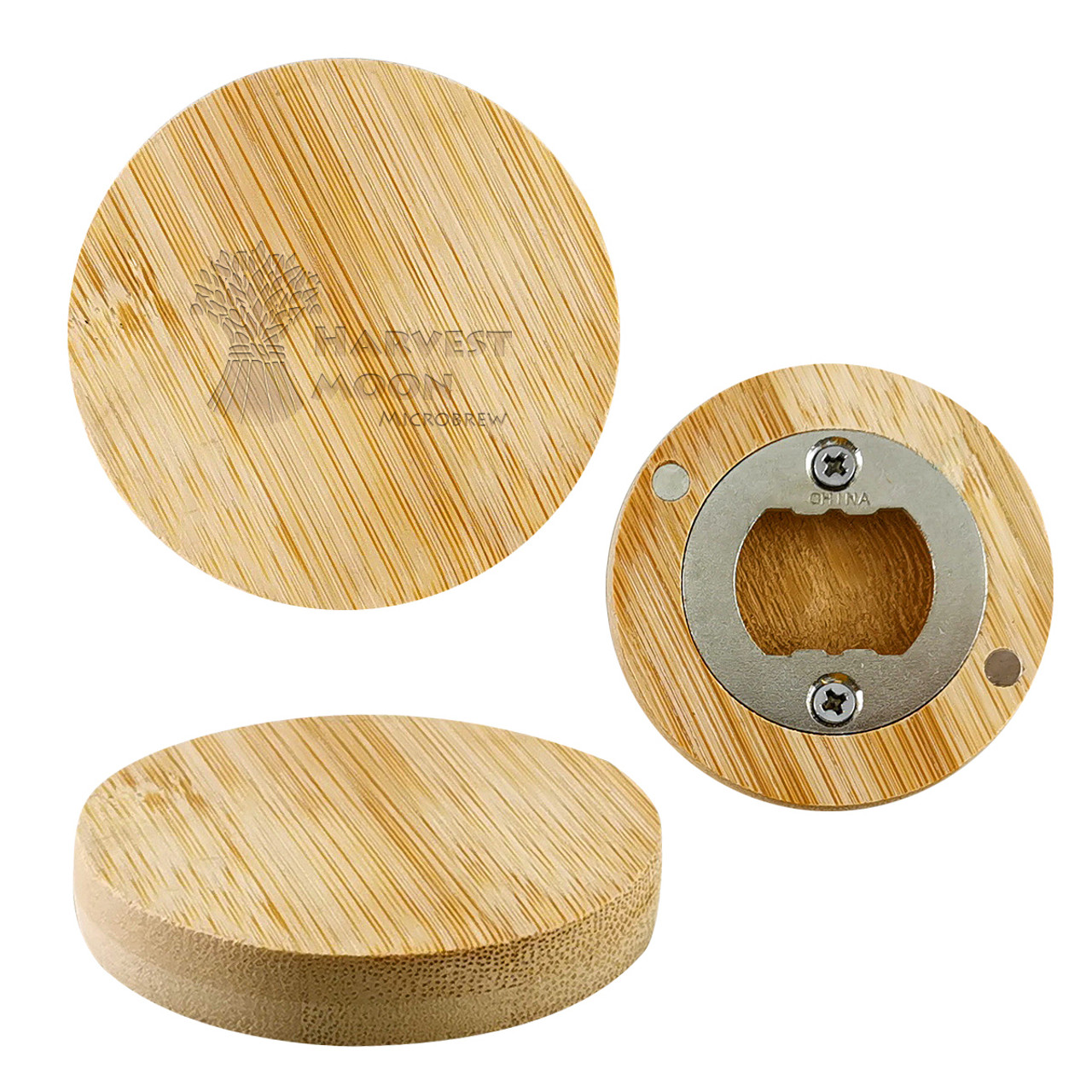 Custom Bamboo Bottle Opener Magnet 75005