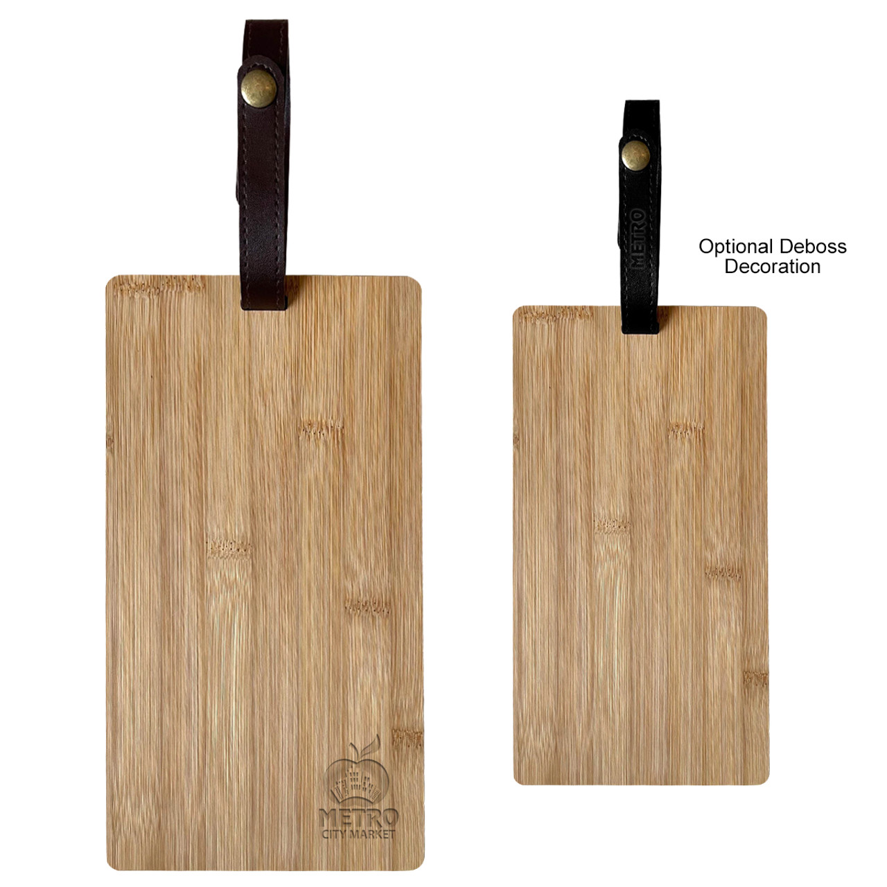 Custom Bamboo Cutting Board With Leatherette Strap 76137