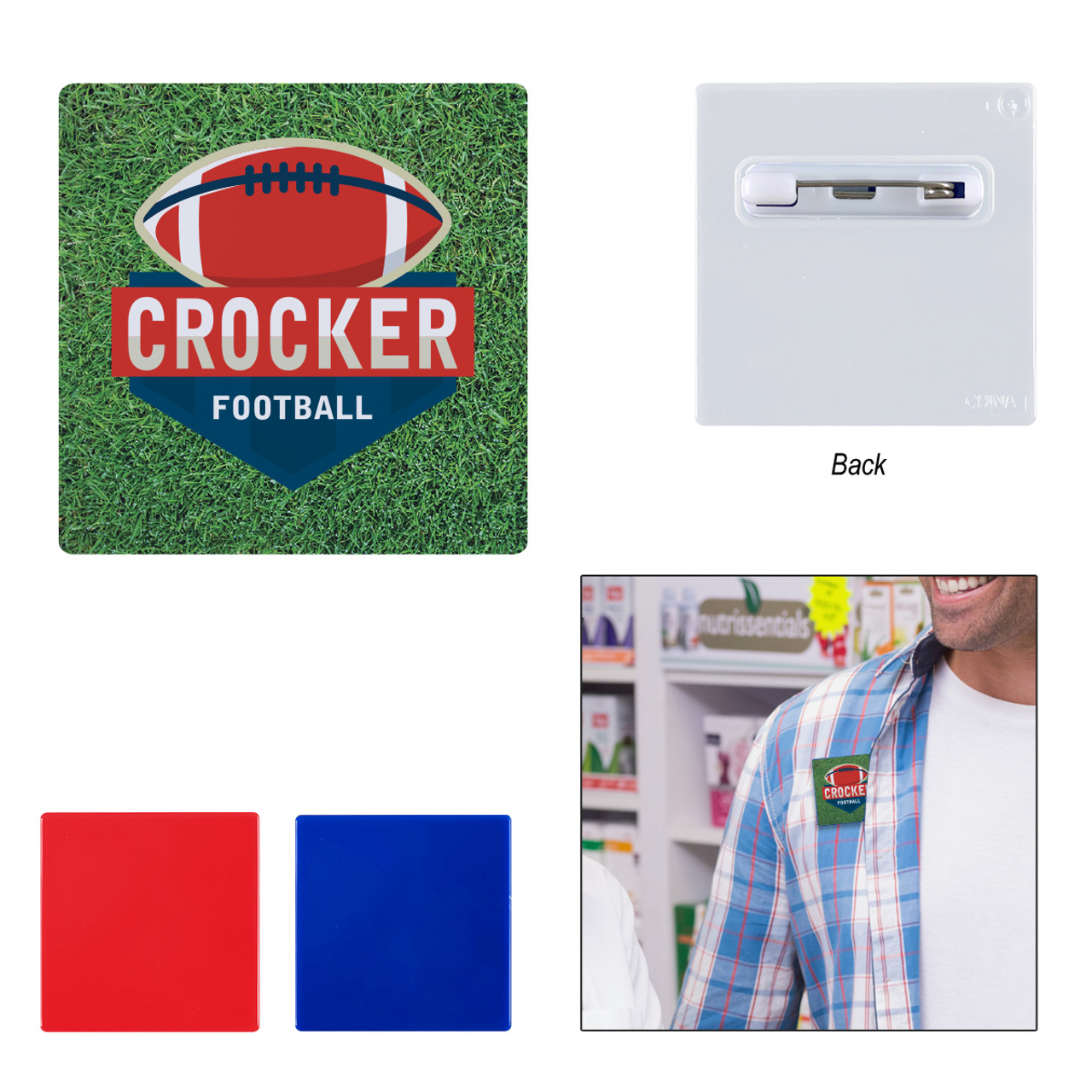 Custom Square Button Pin 80001