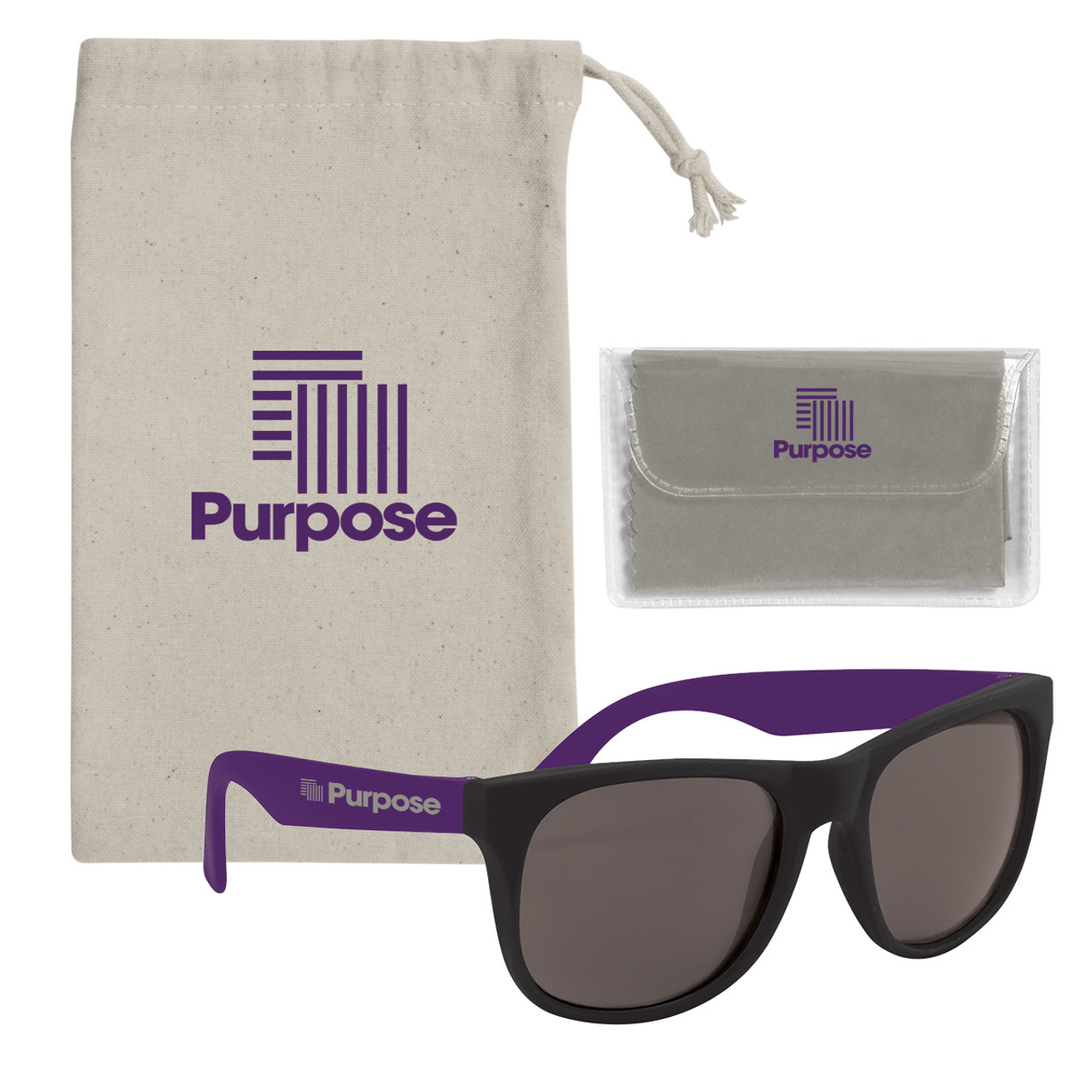 Custom Rubberized Sunglasses With Microfiber Cloth And Pouch 95138