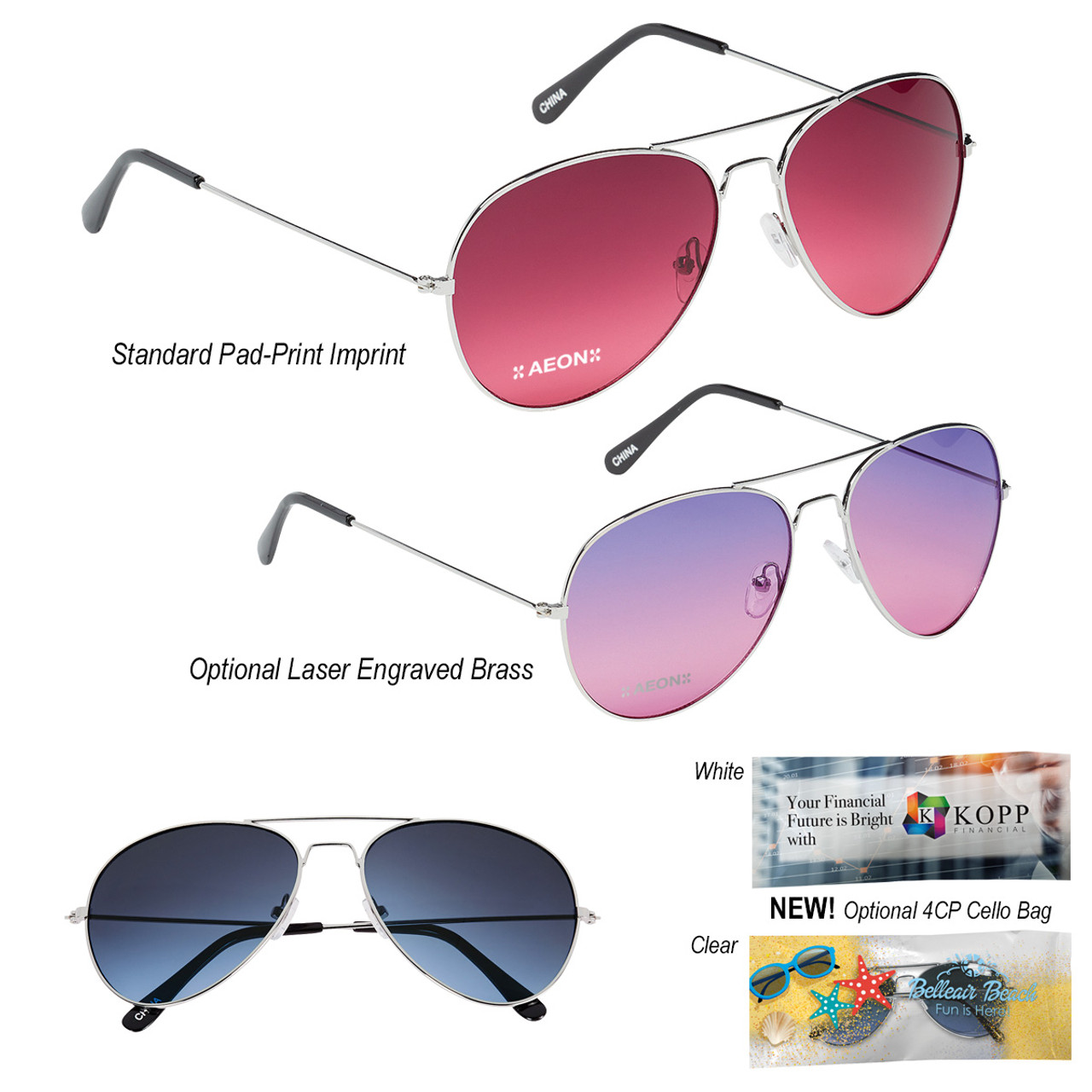 Custom Ocean Gradient Aviator Sunglasses 6254