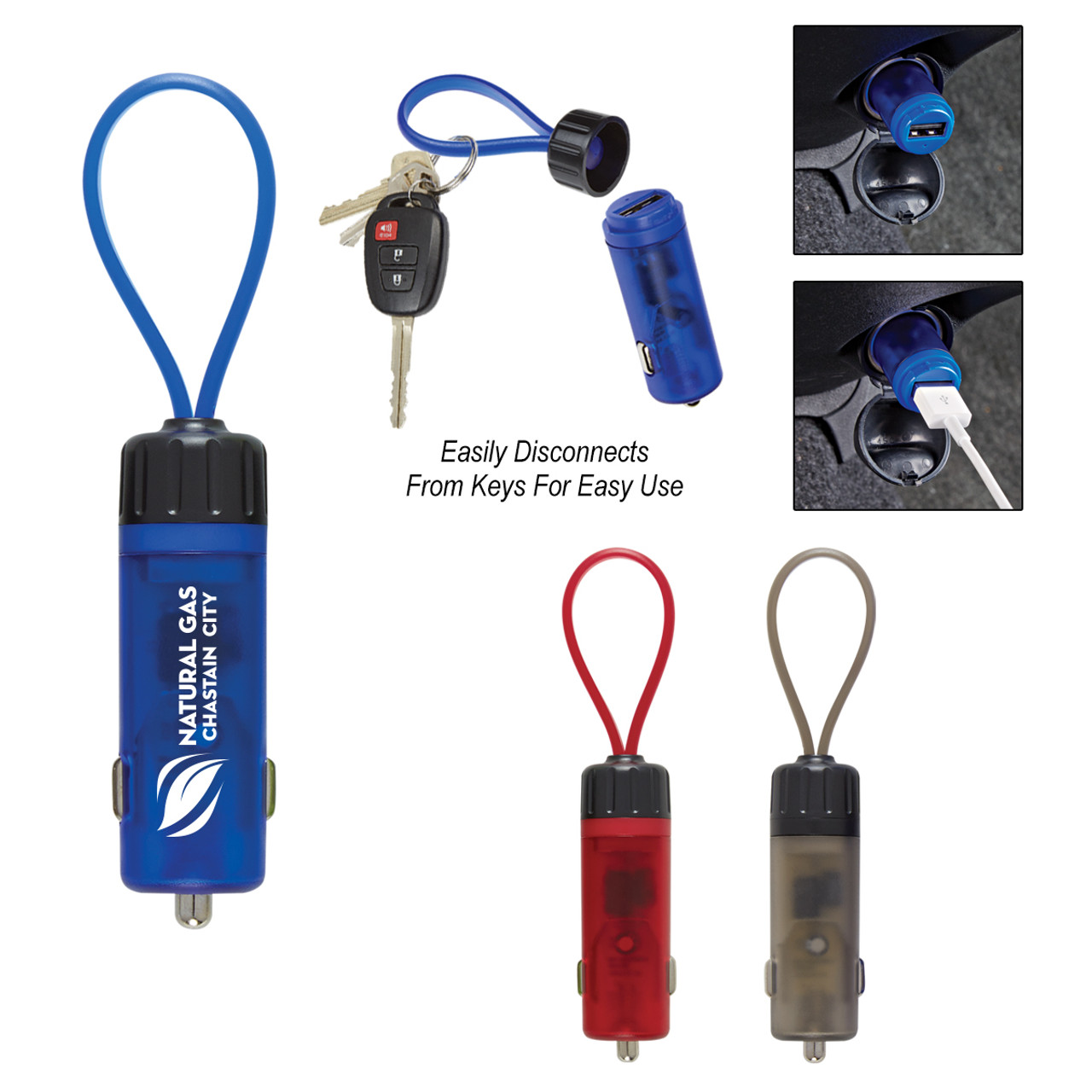Custom Luminous USB Car Charger Key Strap 2653