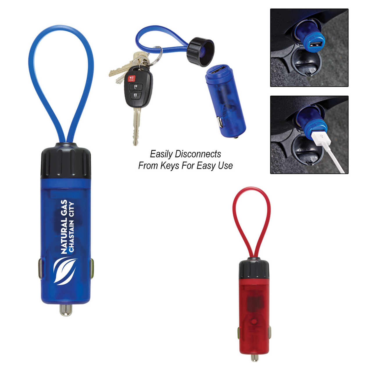Custom Luminous USB Car Charger Key Strap 2653