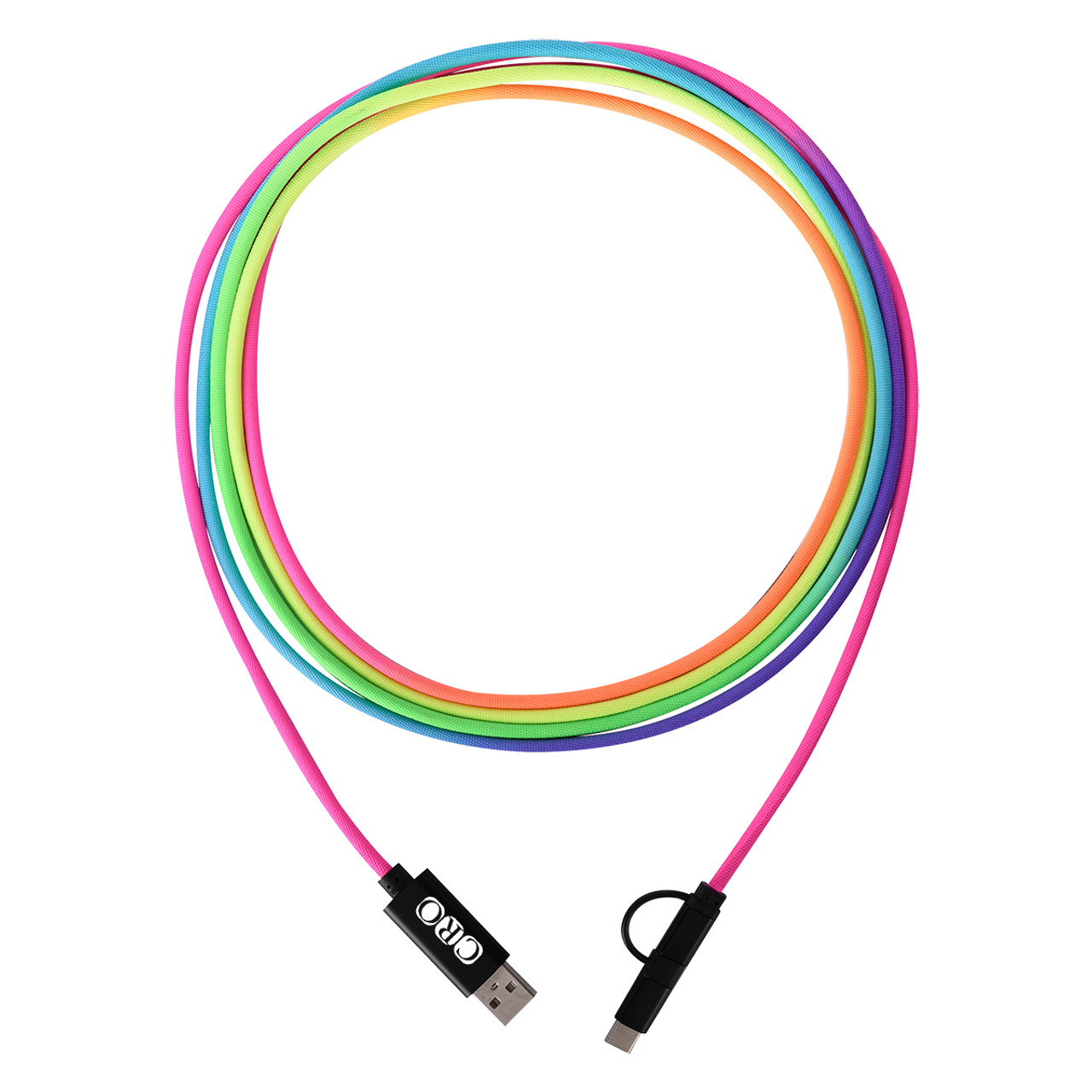 Custom 3-In-1 10 Ft. Rainbow Braided Charging Cable 2579