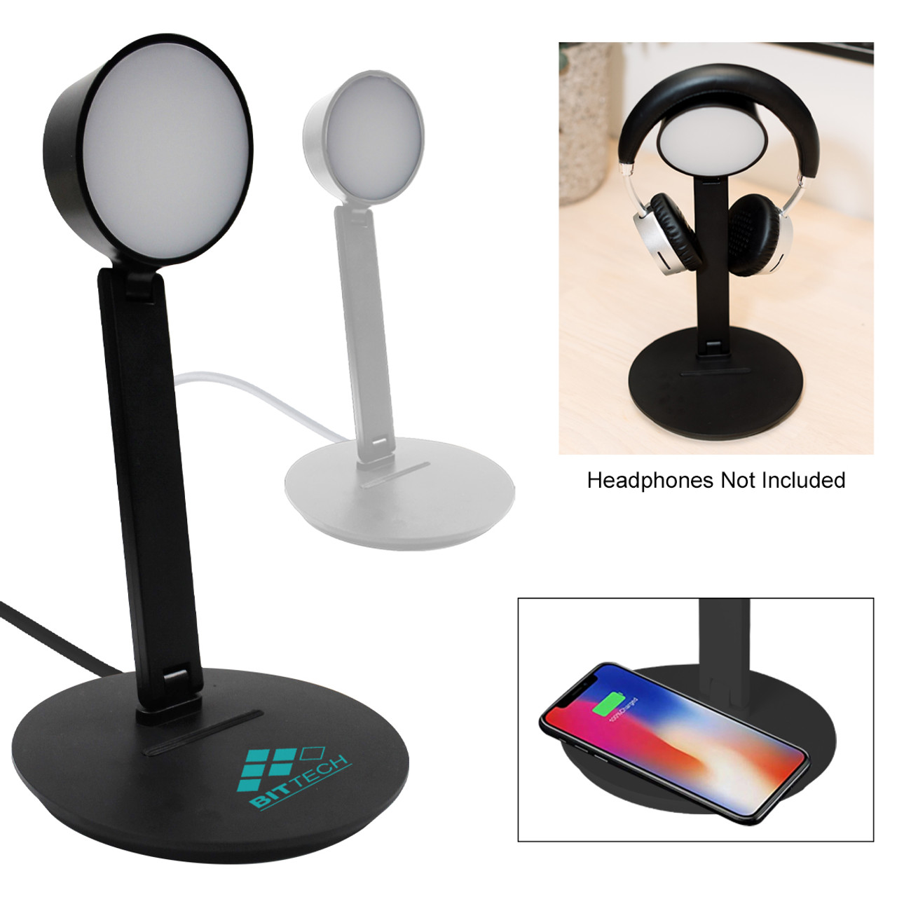 Custom Vanity Light Wireless Charger With Headphone Stand 25022