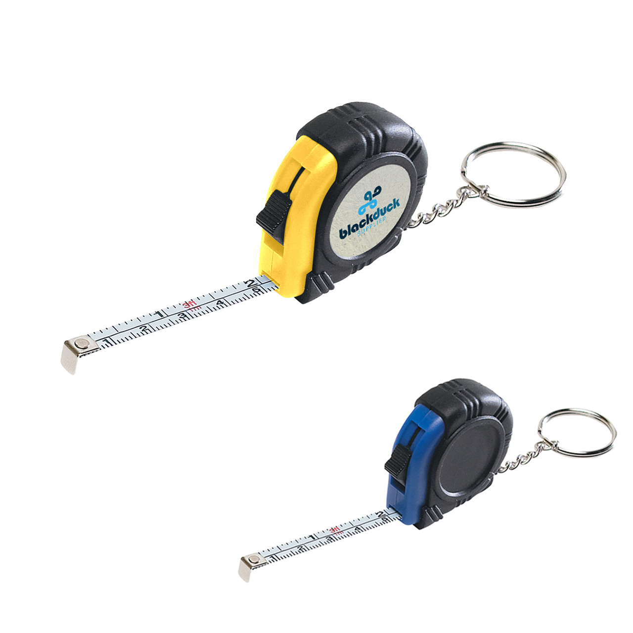 Custom Rubber Tape Measure Key Tag With Laminated Label 7313