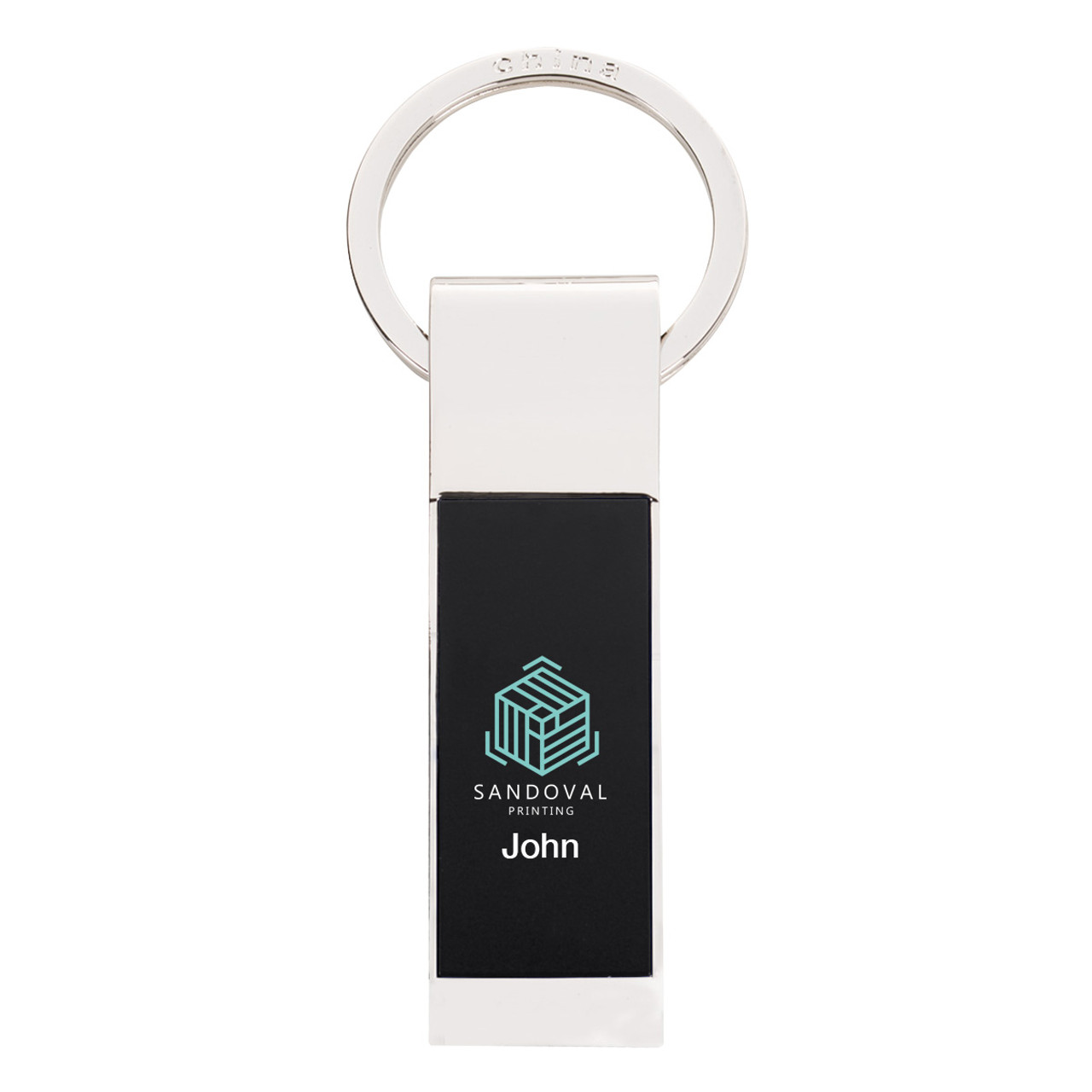 Custom Two-Tone Rectangle Key Tag 4795