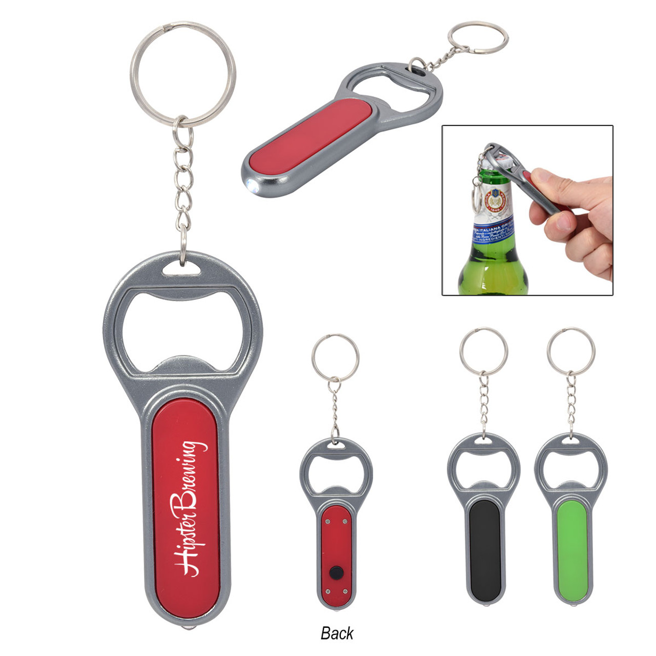 Custom Fiesta Key Chain with Bottle Opener & LED Light 2360