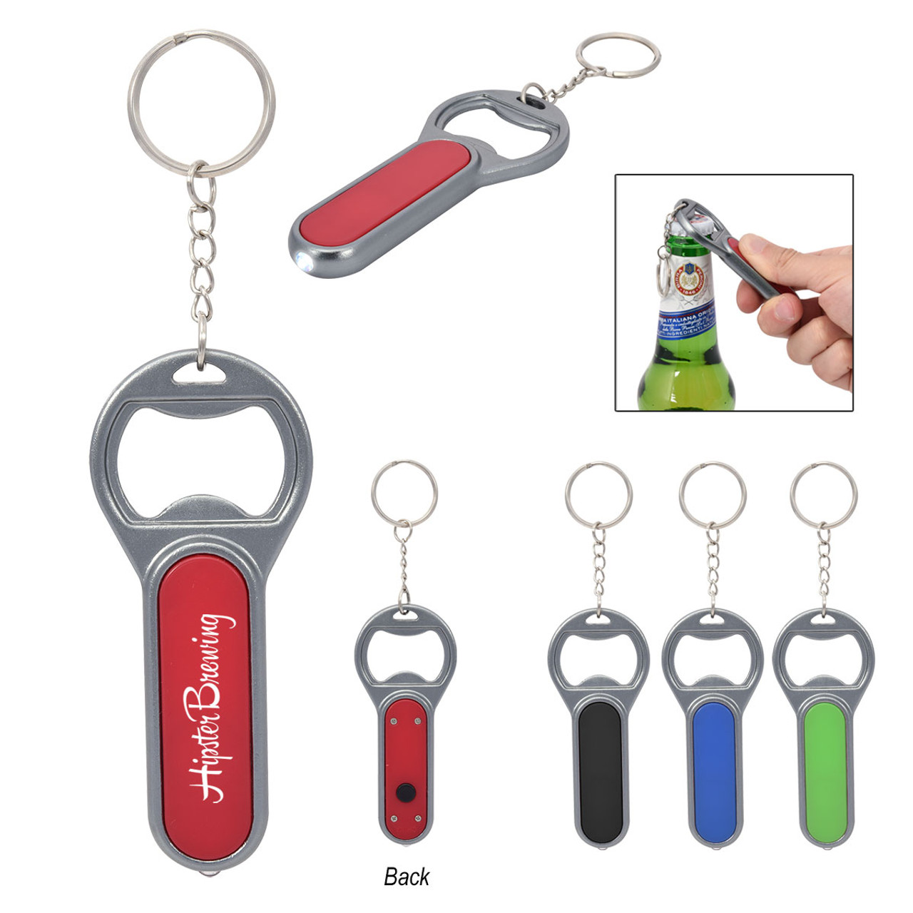 Custom Fiesta Key Chain with Bottle Opener & LED Light 2360