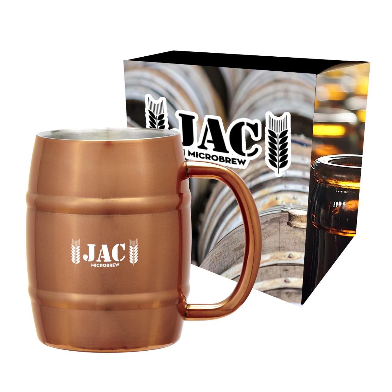 Custom 14 Oz. Moscow Mule Barrel Mug with Custom Box 5751P
