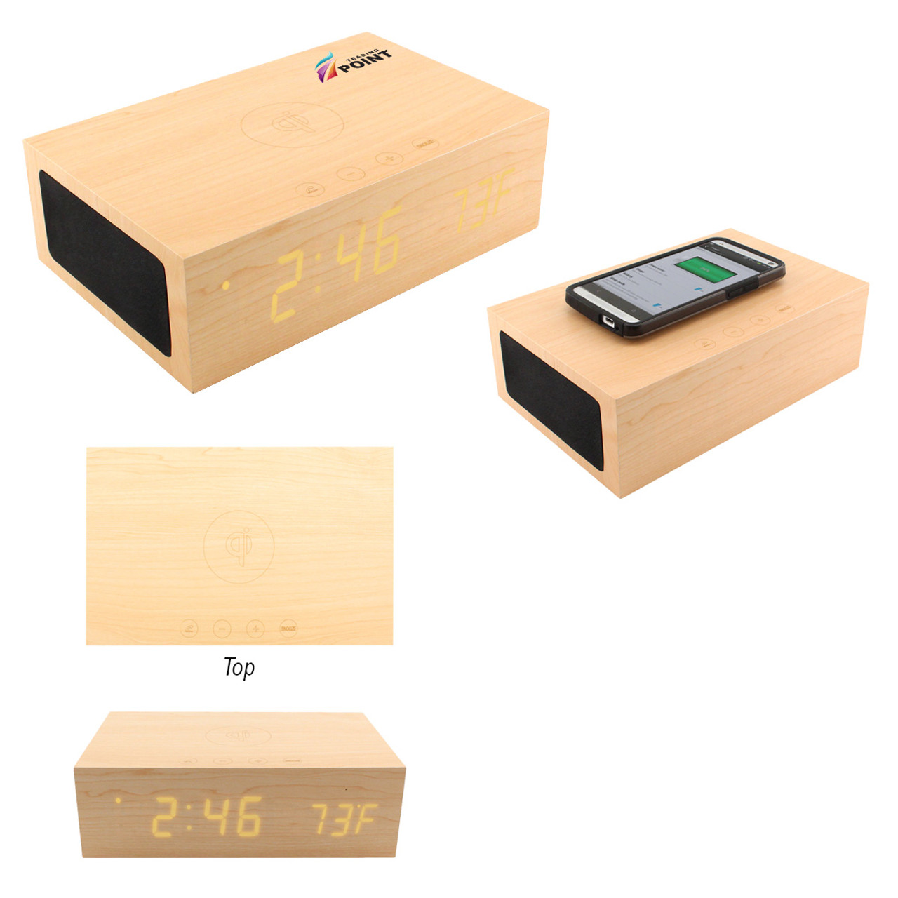 Custom BlueSequoia Alarm Clock With Qi Charging Station And Wireless Speaker 2888