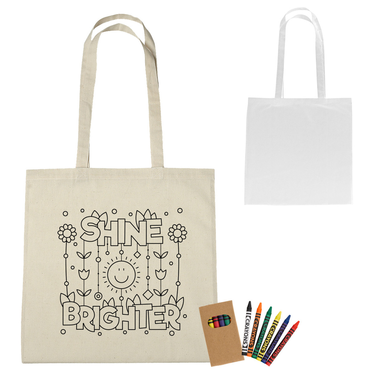 Custom 100% Cotton Coloring Tote Bag With Crayons 3920