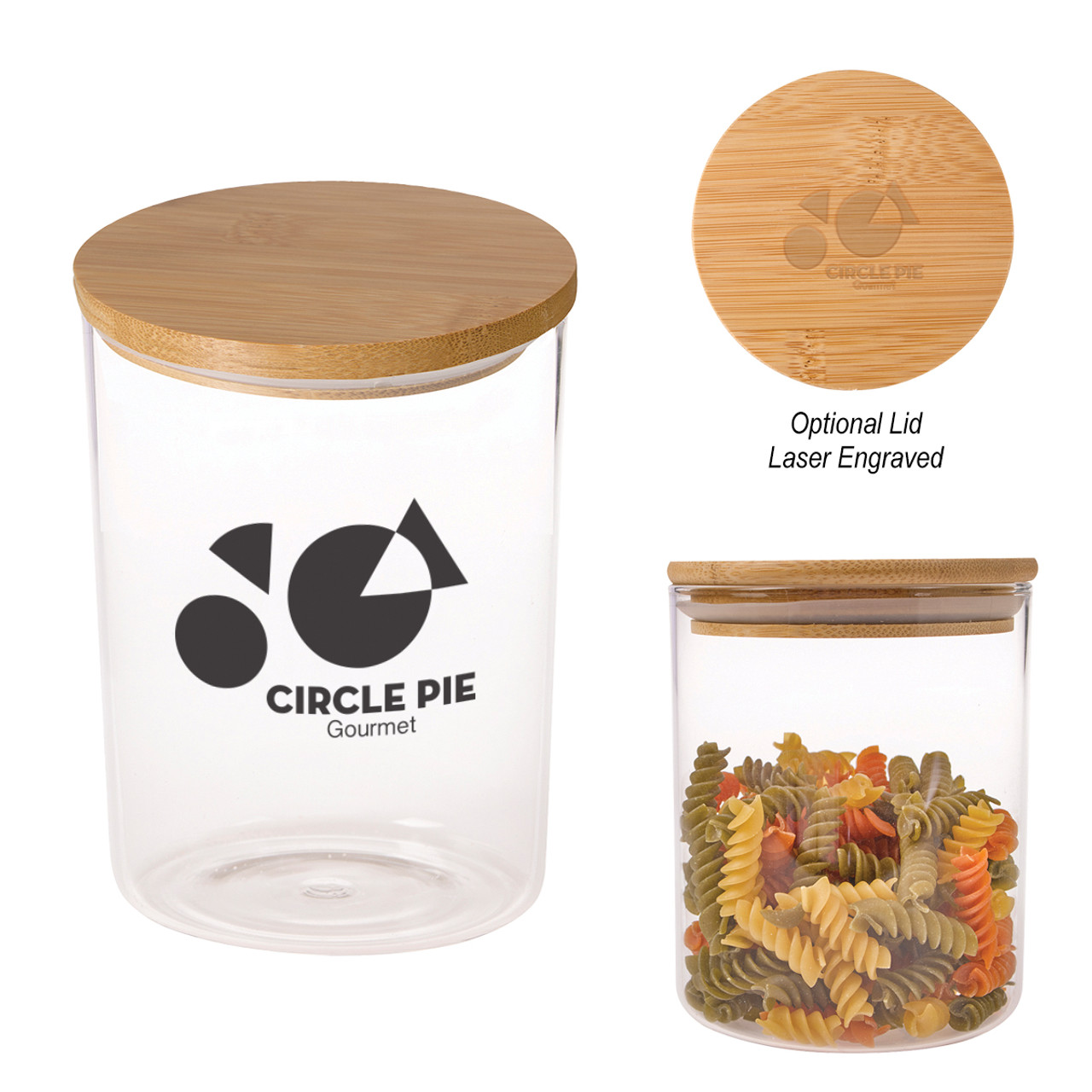 Custom Glass Container With Bamboo Lid 2251