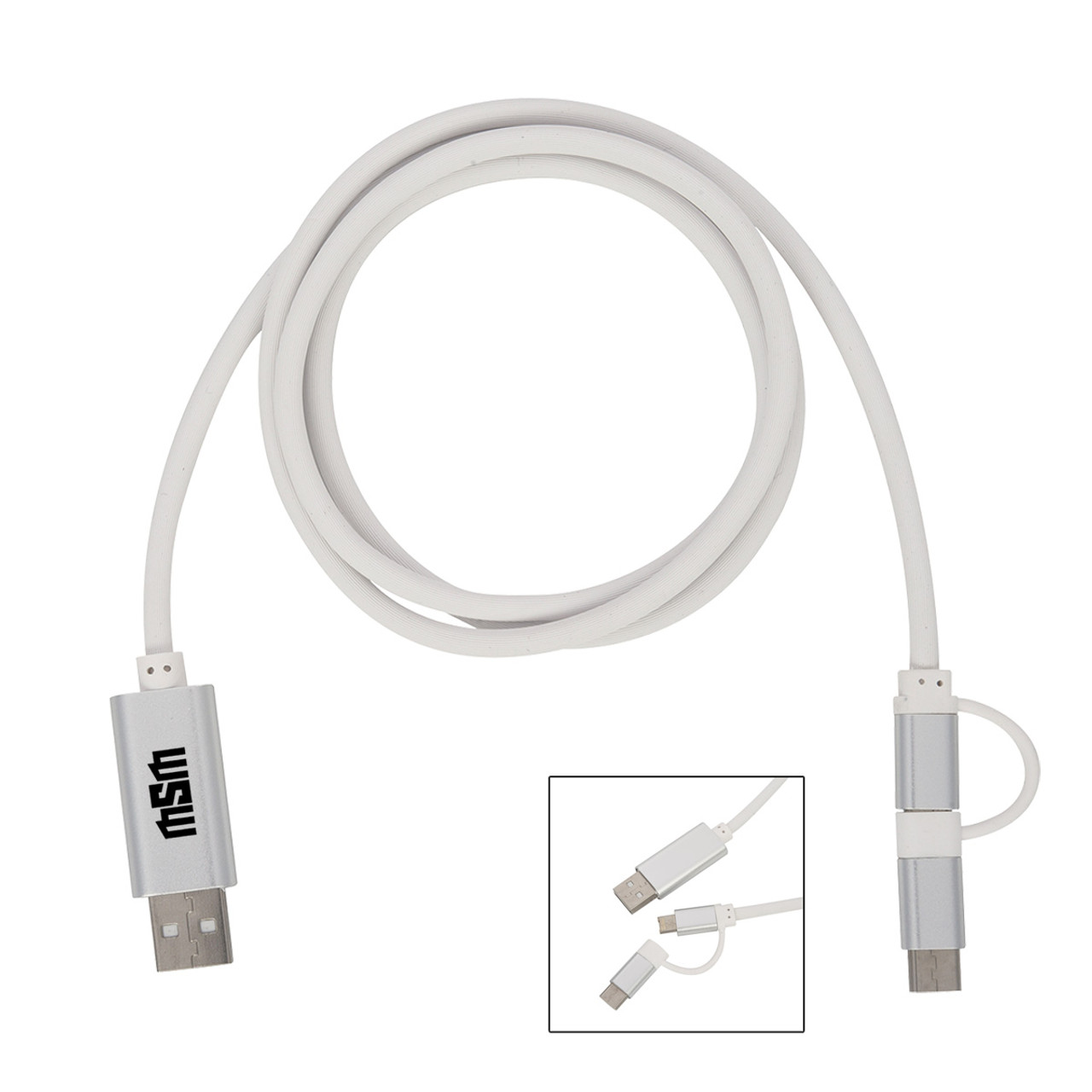 Custom 3-in-1 3 Ft. Disco Tech Light Up Charging Cable 2482
