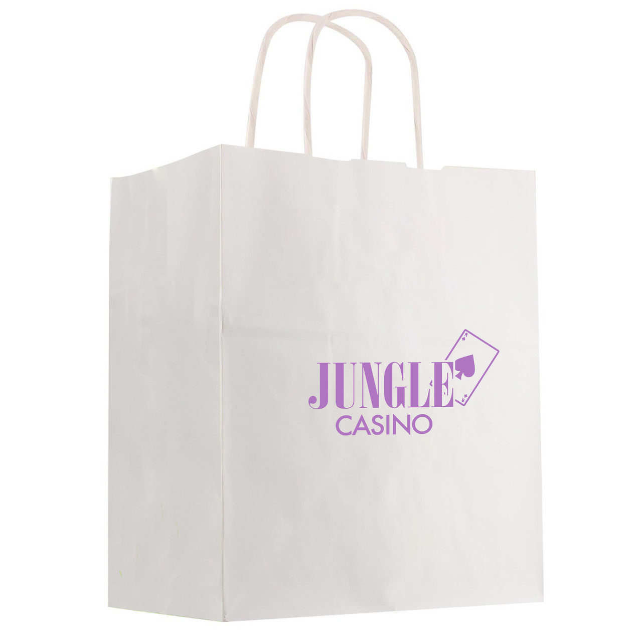 Custom Kraft Paper White Shopping Bag - 13" x 17" 3918