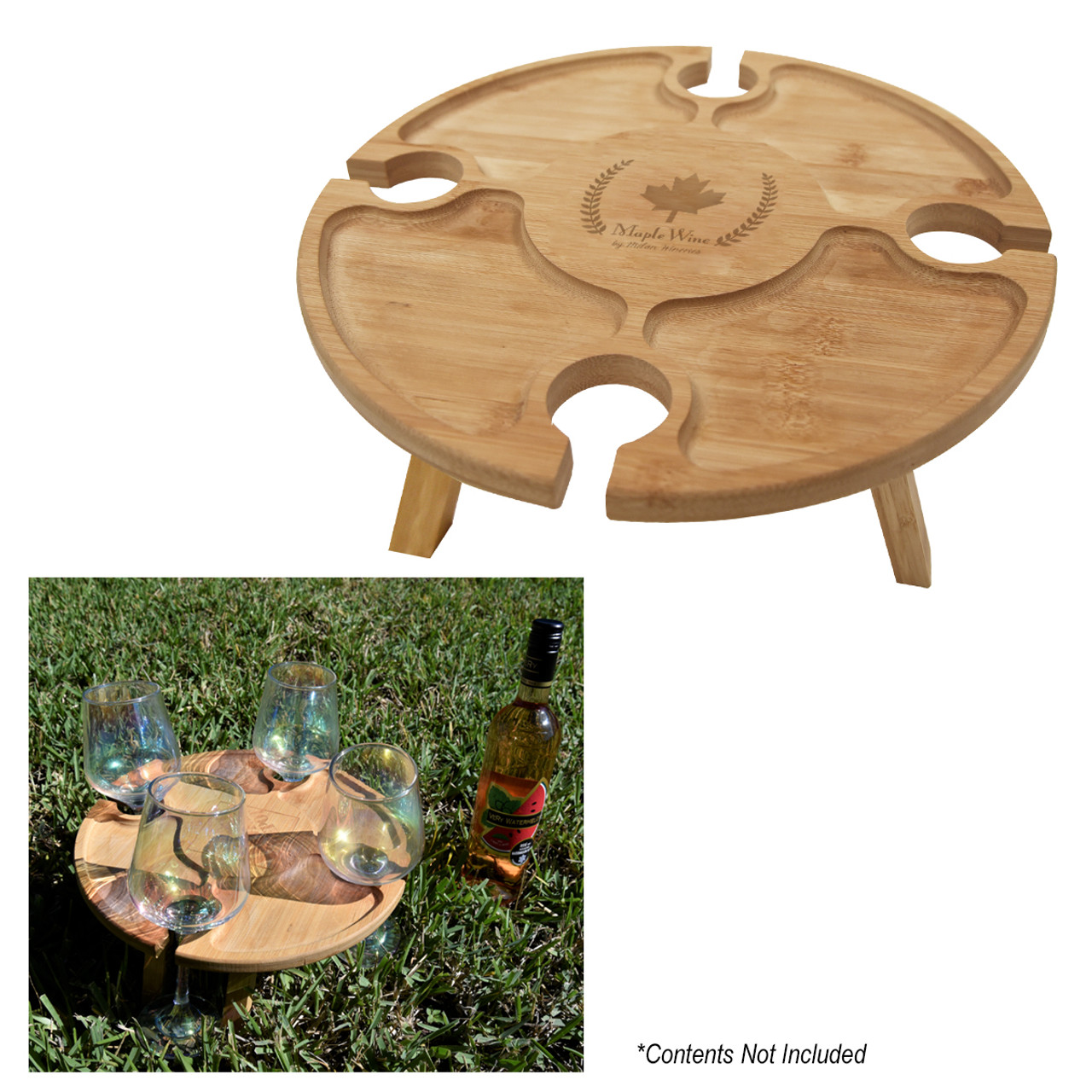 Custom Bamboo Portable Wine & Cheese Table 75017